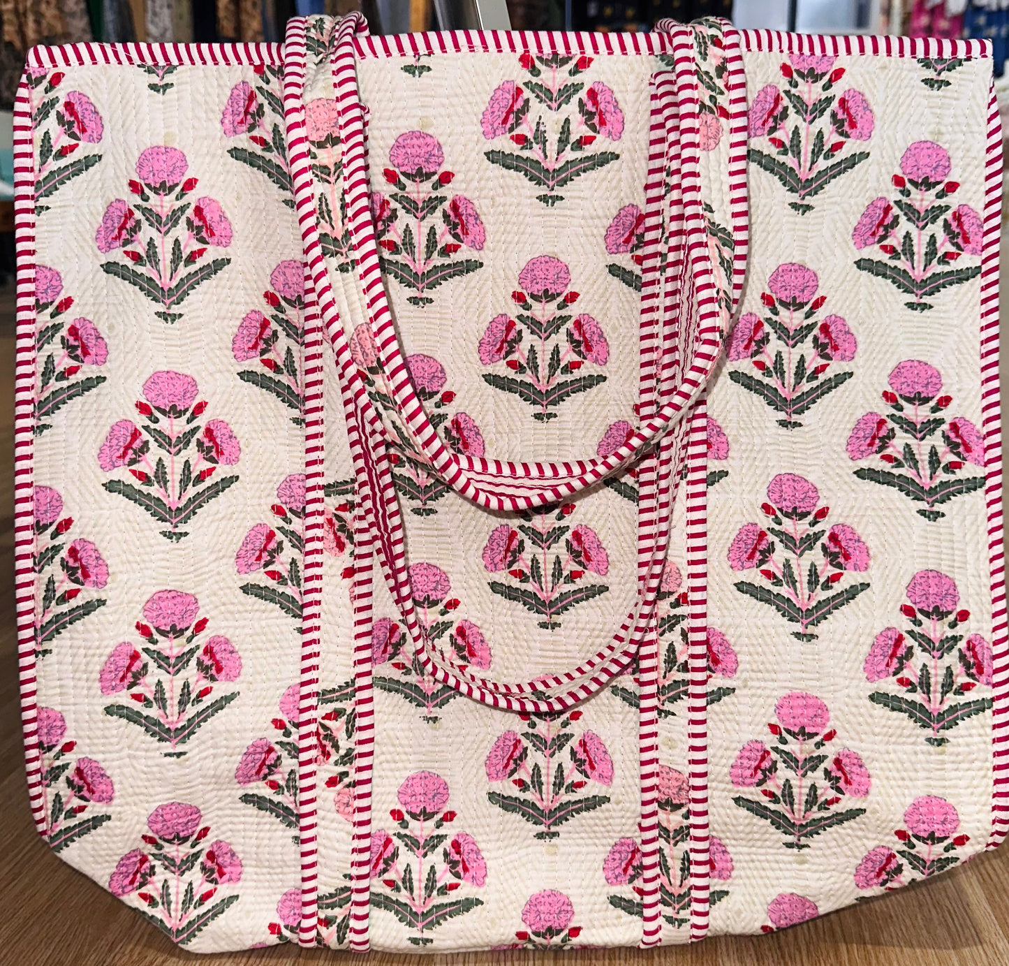 Pink Floral Quilted Bag
