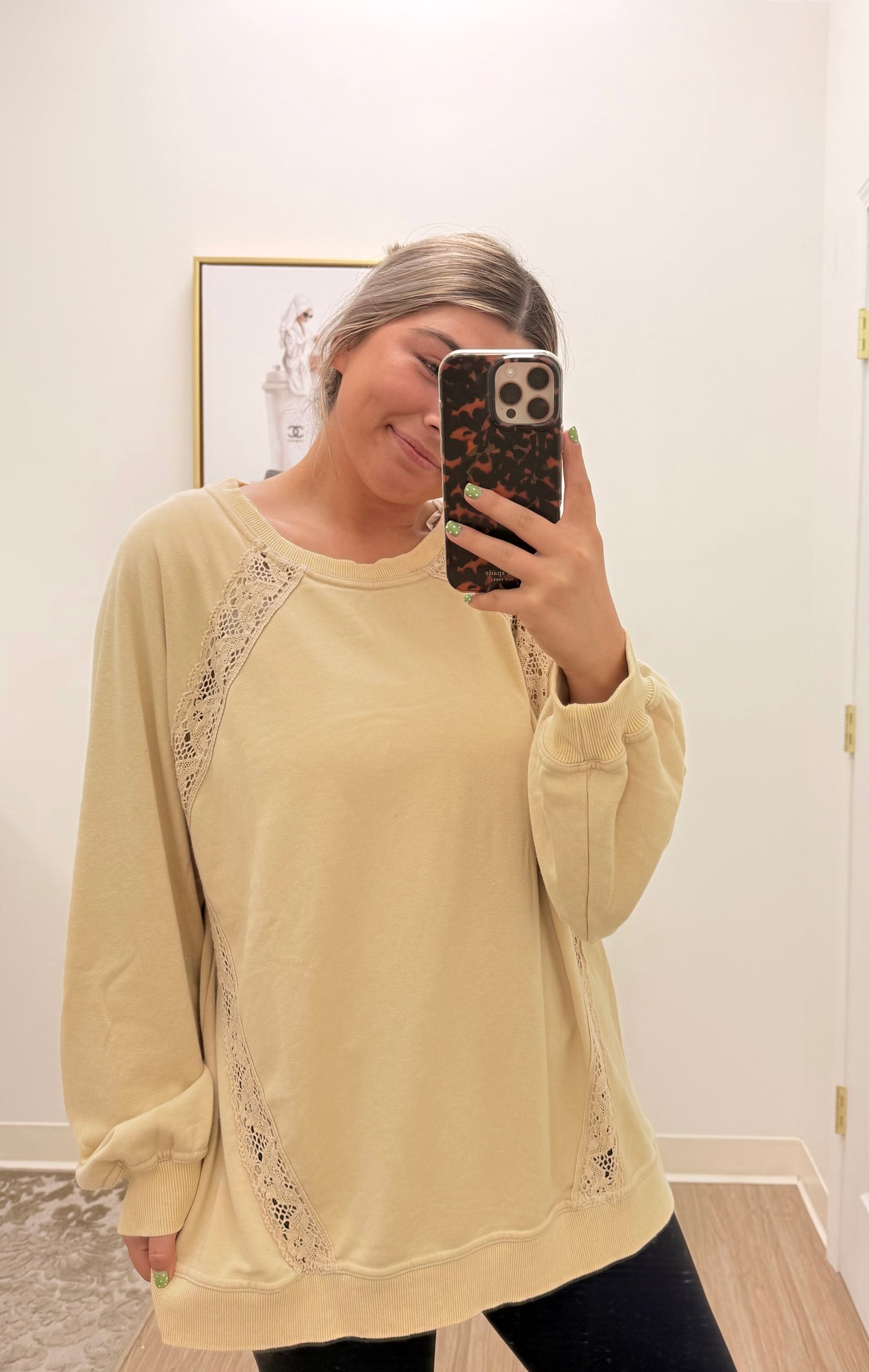 Cream Lace Oversized Sweater