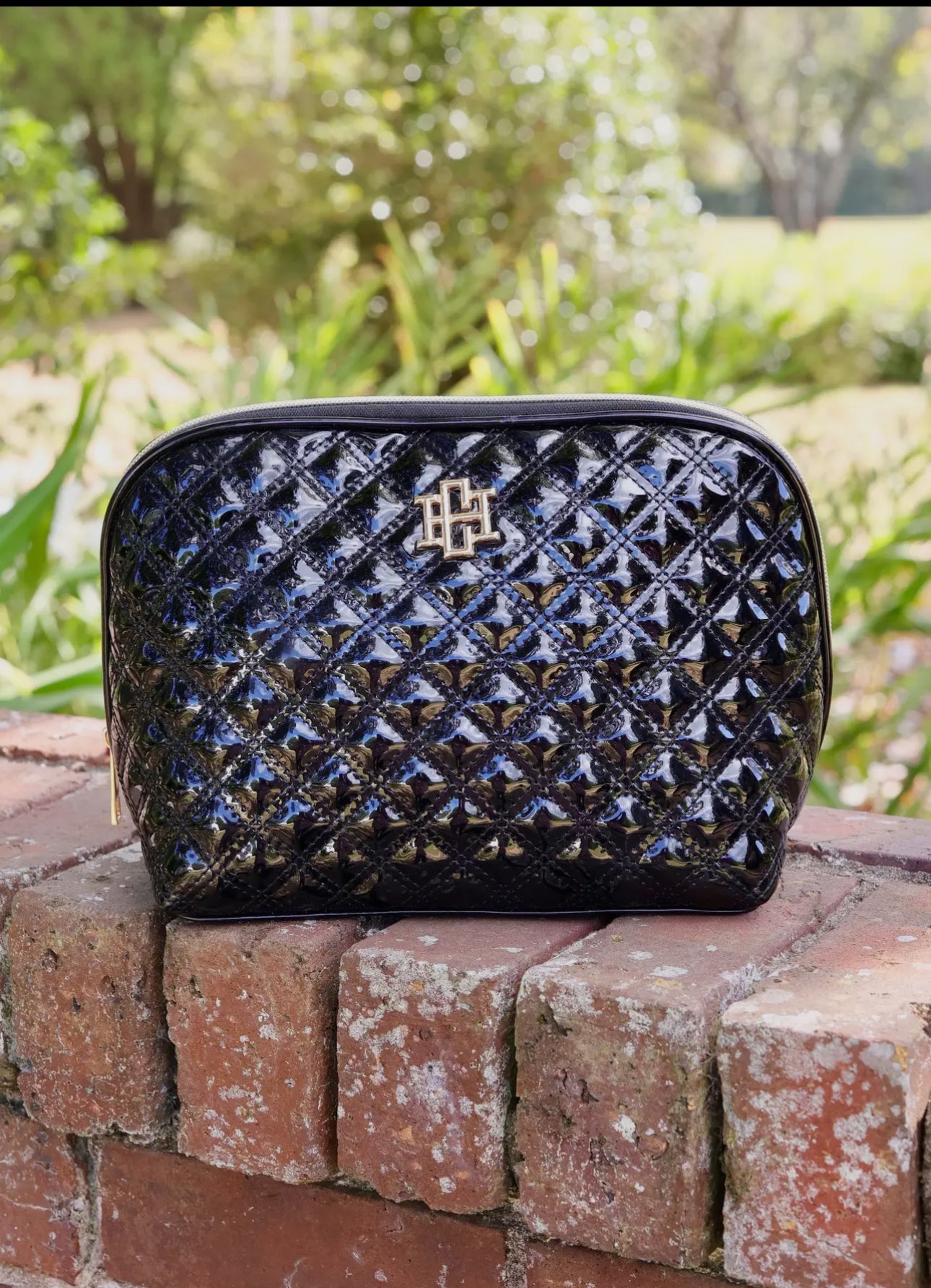 Caroline Hill Capri Black Large Pouch Cosmetic Bag