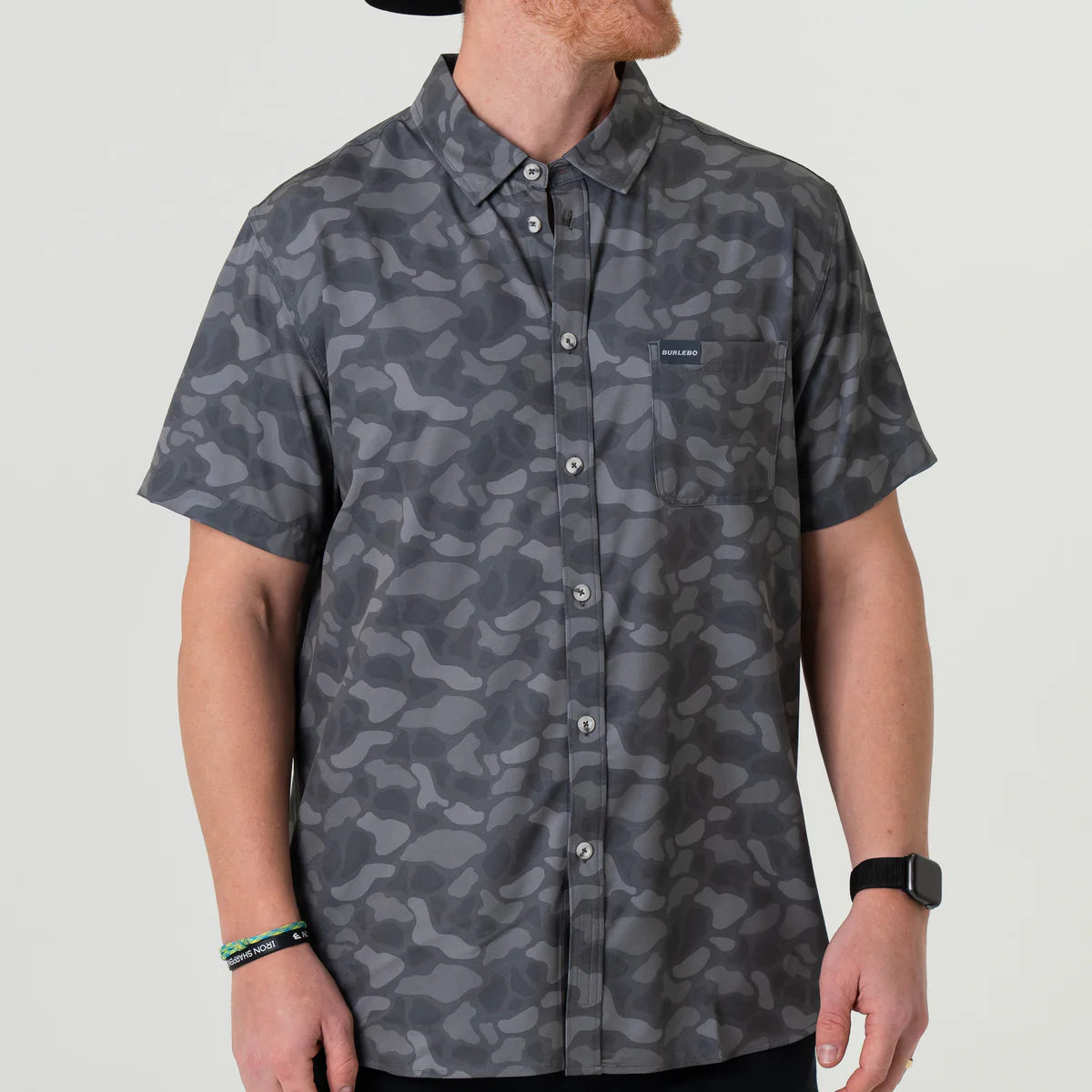 Stone camo performance button up