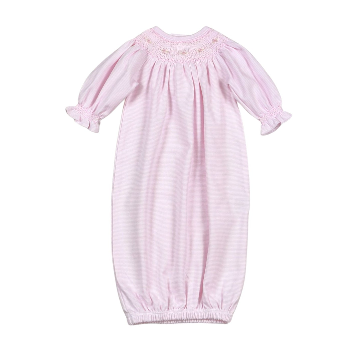 Sally Pink Stripes Hand Smocked Bishop Pima Gown Baby Loren
