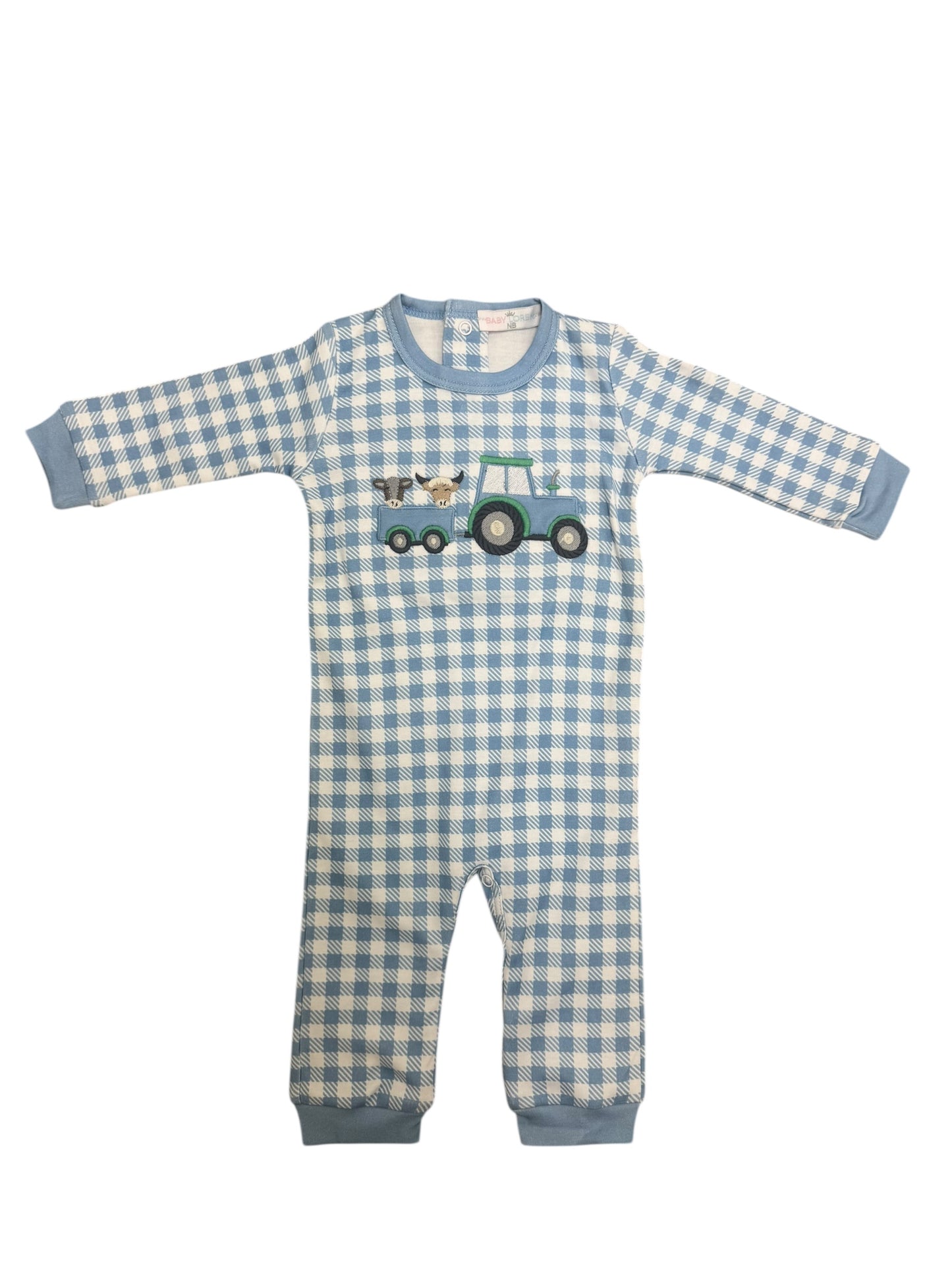 Tractors and Tails Pima Appliqué Romper Baby Loren