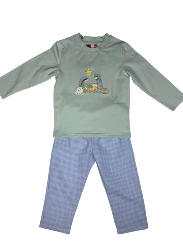 Nativity Appliqué Boy Pant Set Banana Split