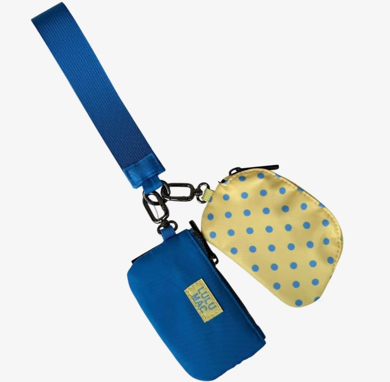 Lulu Mac wristlet yellow/blue dot