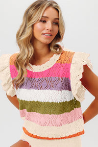 Multi color top crochet