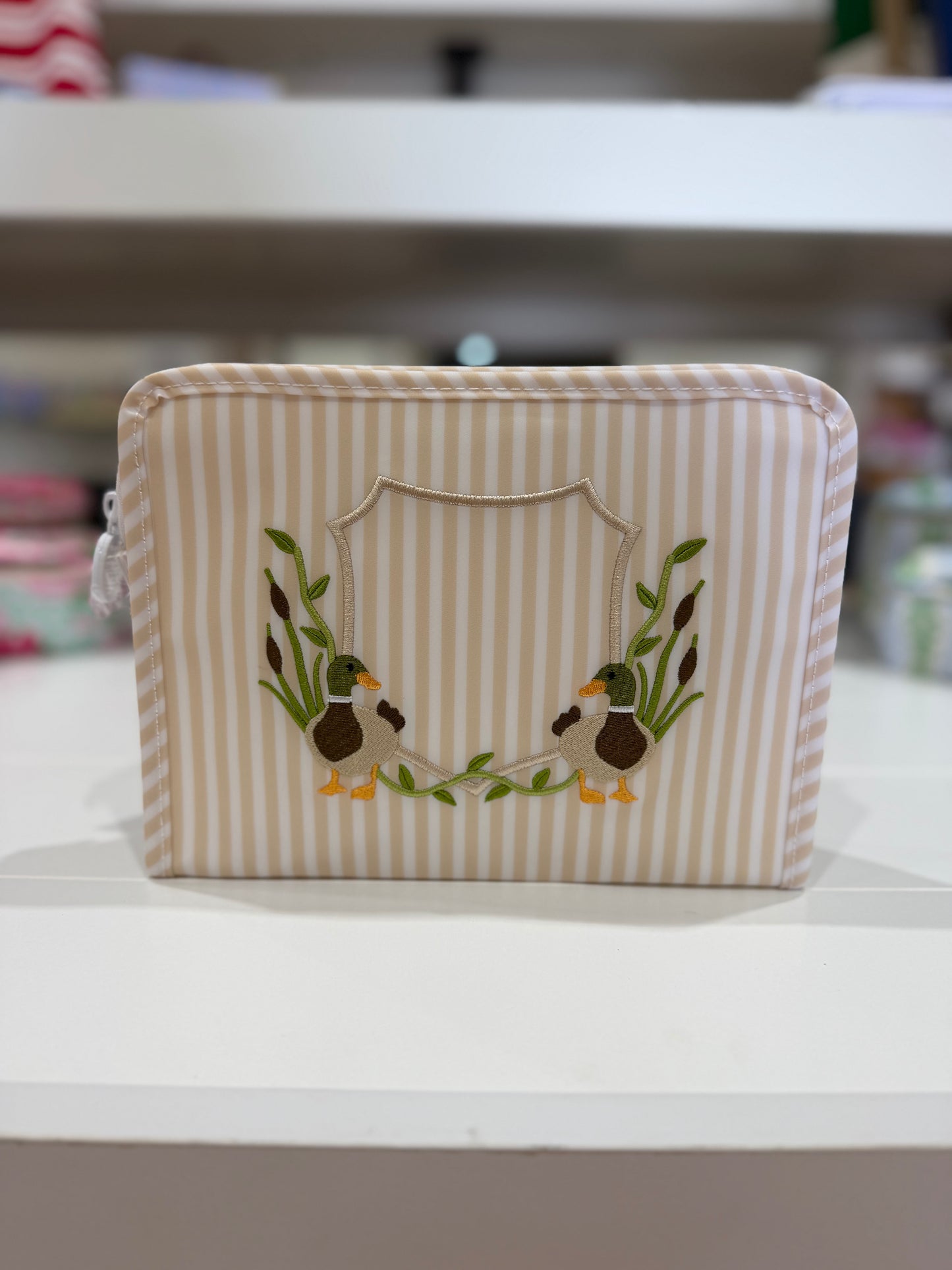 Beige Duck Zip Pouch
