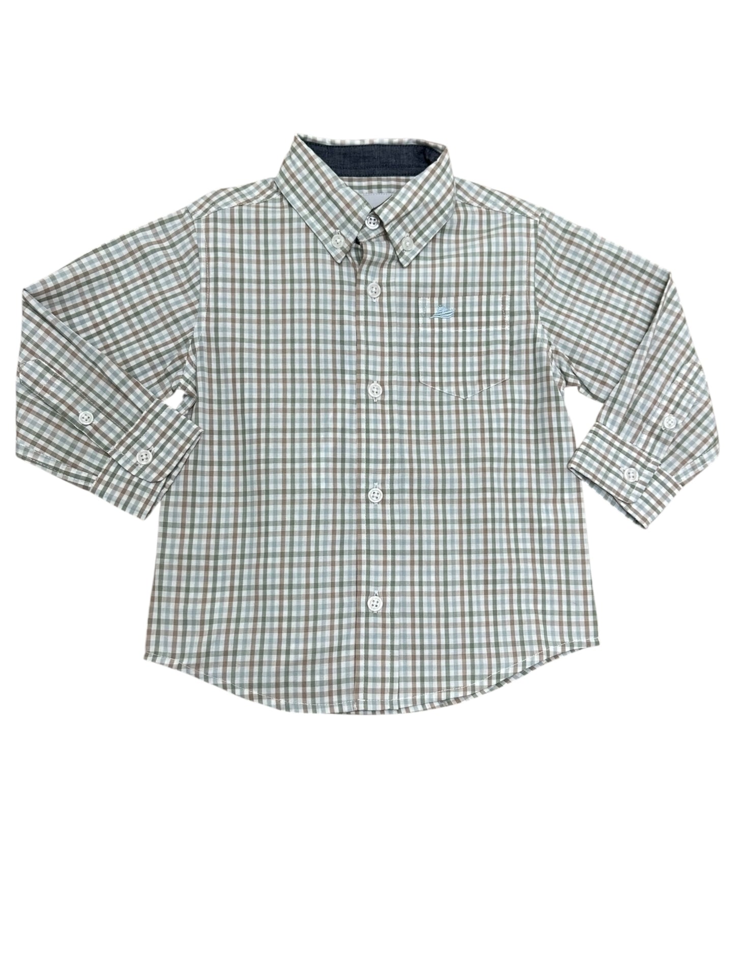 Green and Shadow Button Down Long Sleeve