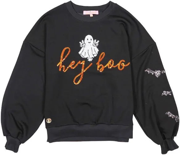 Hey Boo Sequin Sweatshirt Simply Southern