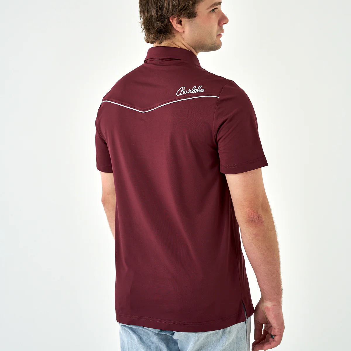 Maroon Pearl Snap Performance Polo Burlebo
