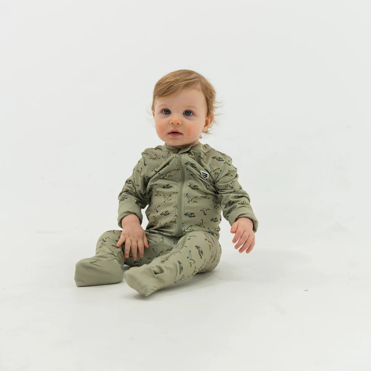 Flying Ducks Green Baby Zip Up Burlebo