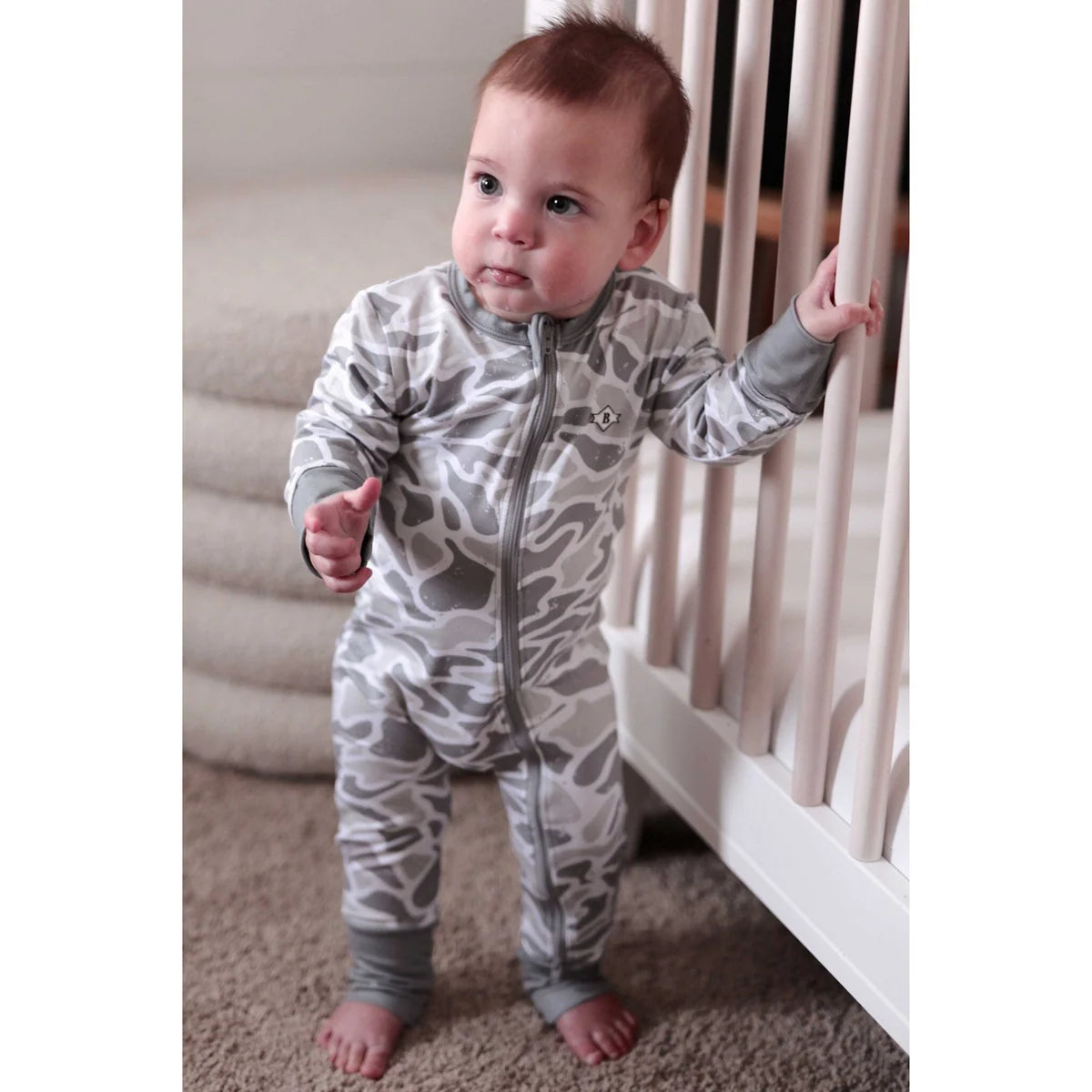 White Camo Baby Zip Up Burlebo