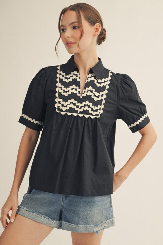 Little Black Ricrac Top