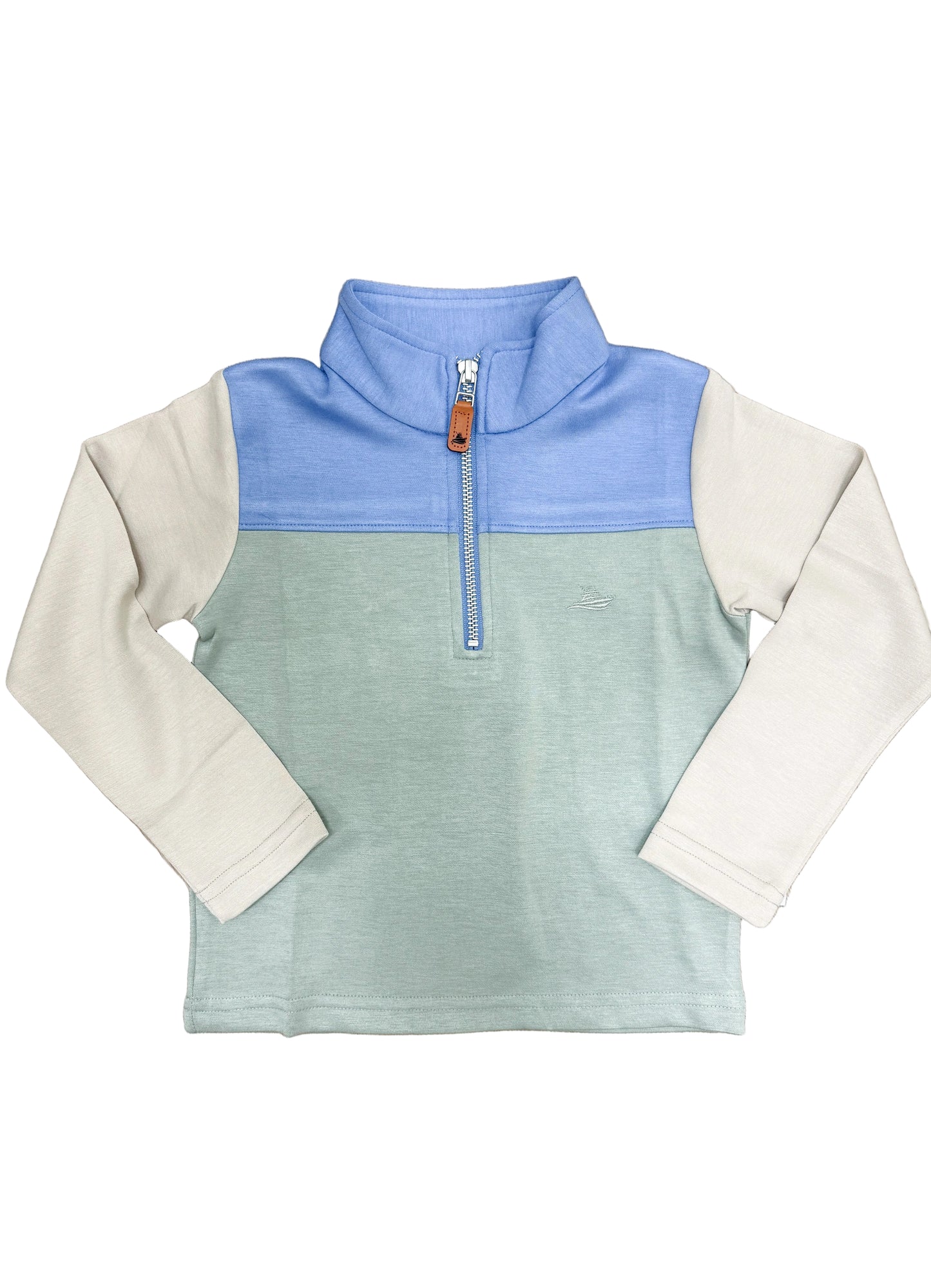 Blue Green and Khaki Boys Colorblock Pullover