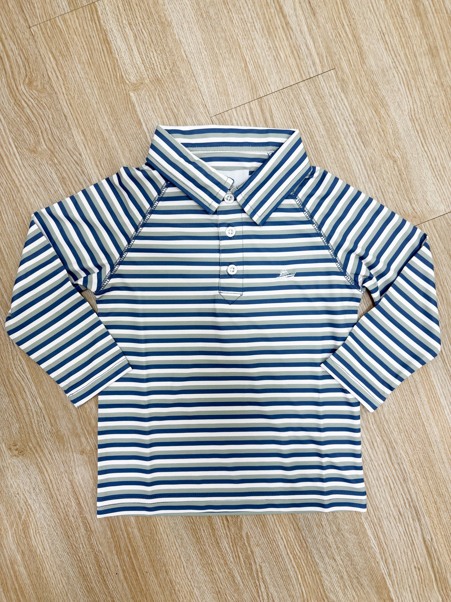 Green Fog and Navy Boys Polo