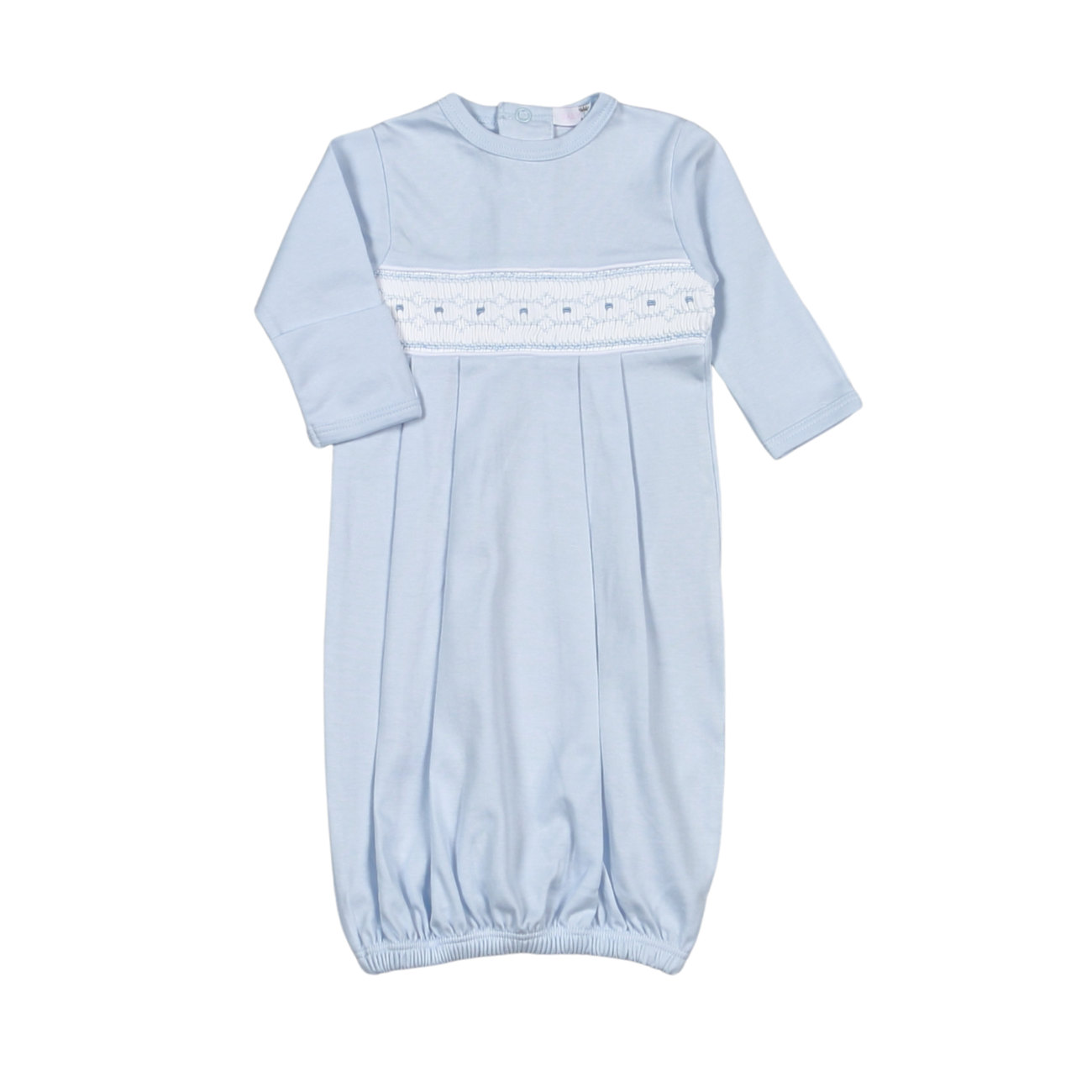 Tim Blue Stripes Hand Smocked Pima Gown