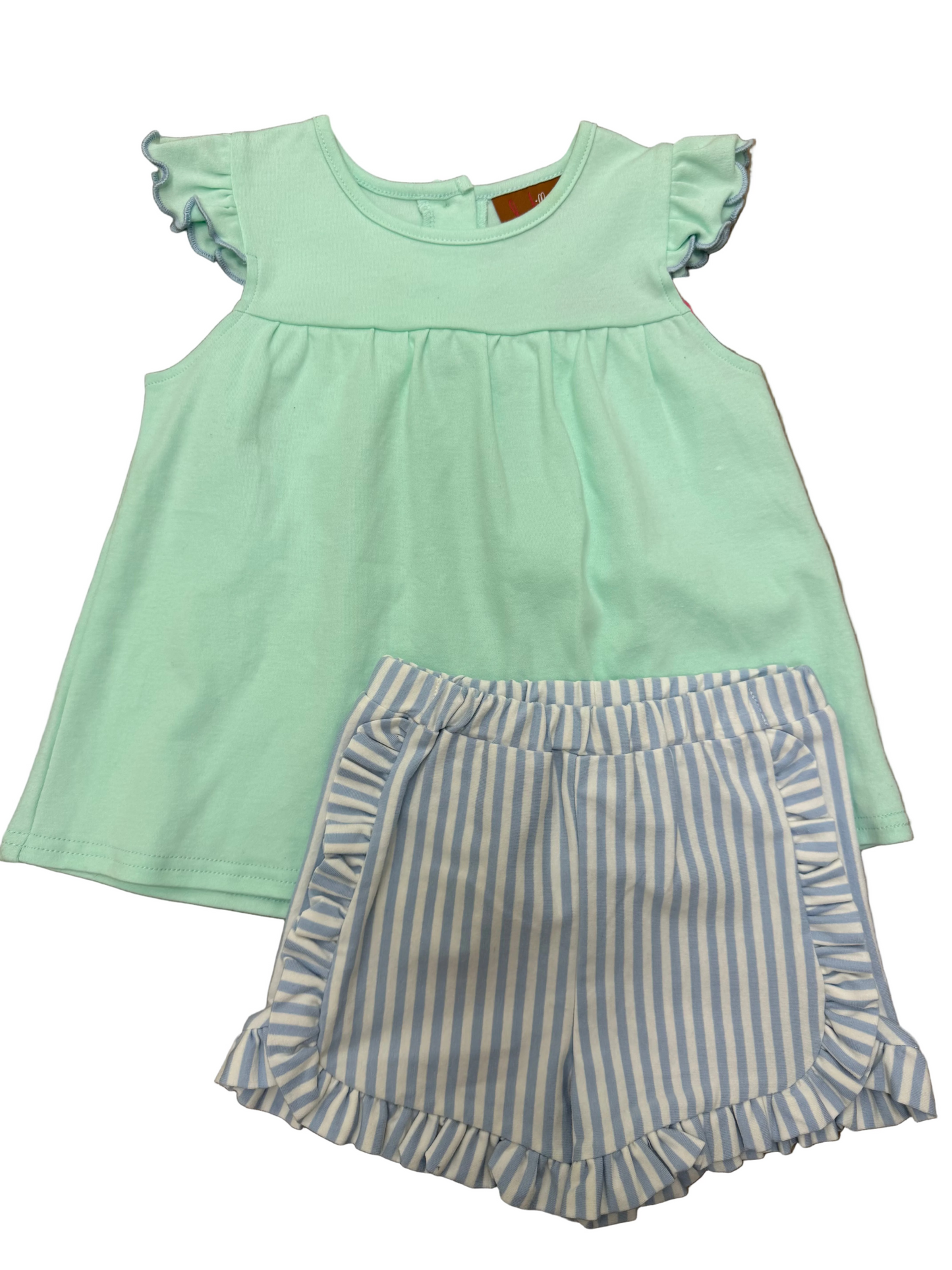 Seafoam & Blue Stripe Short Set | Millie Jay NWT