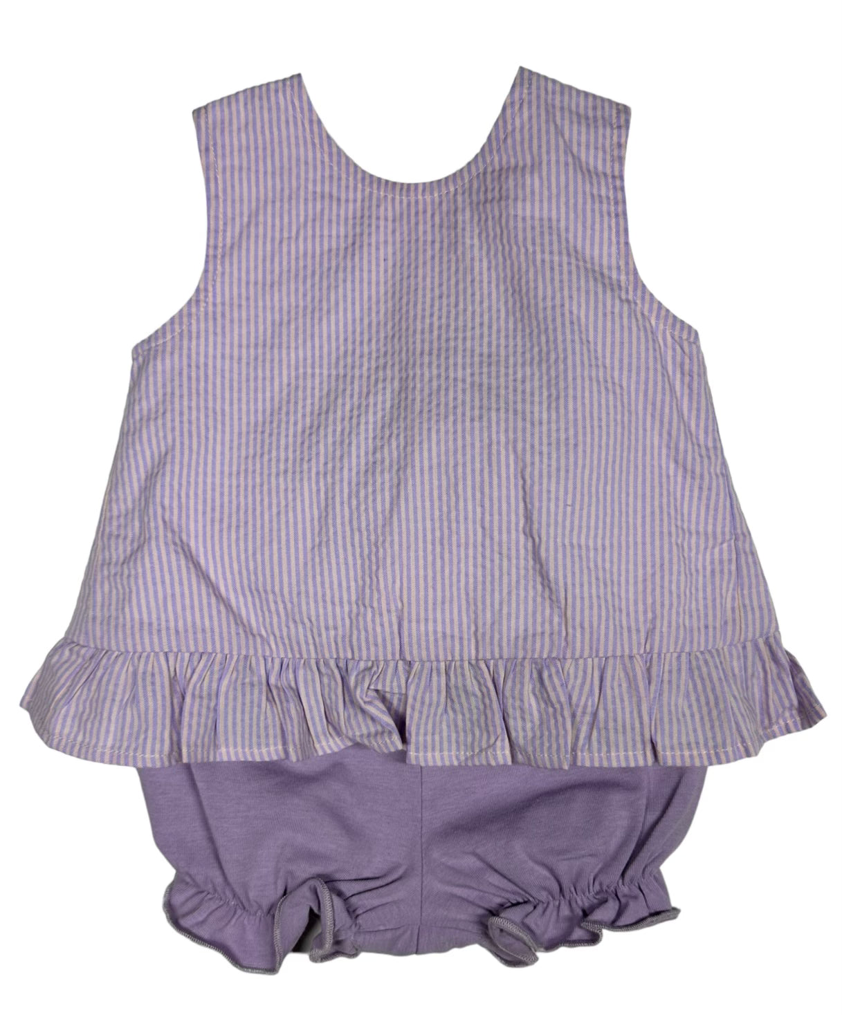 Lilac/Peach Stripe Tie Bloomer Set