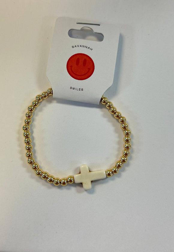 14k plated gold cross bracelet