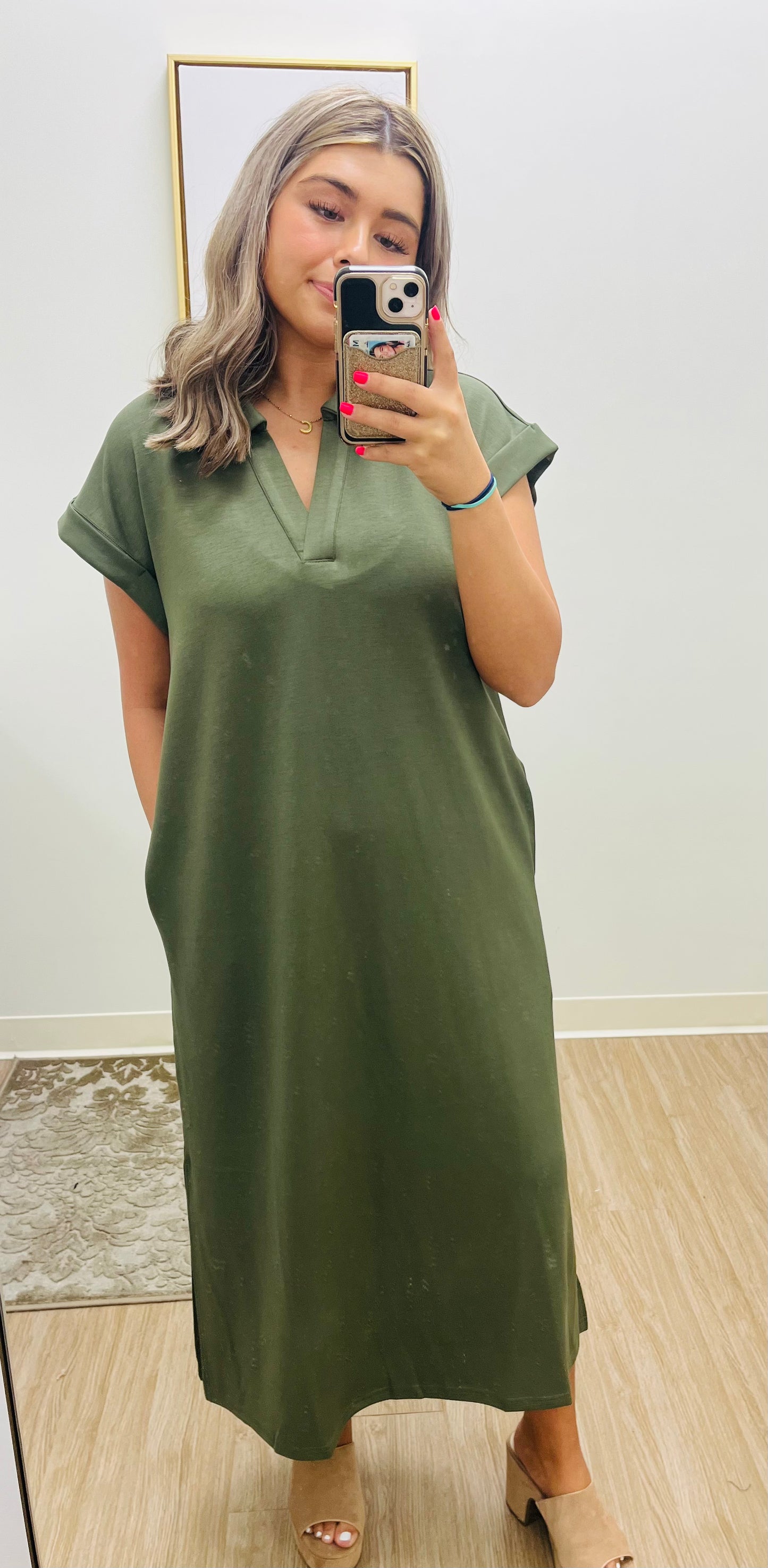 Olive Solid Midi