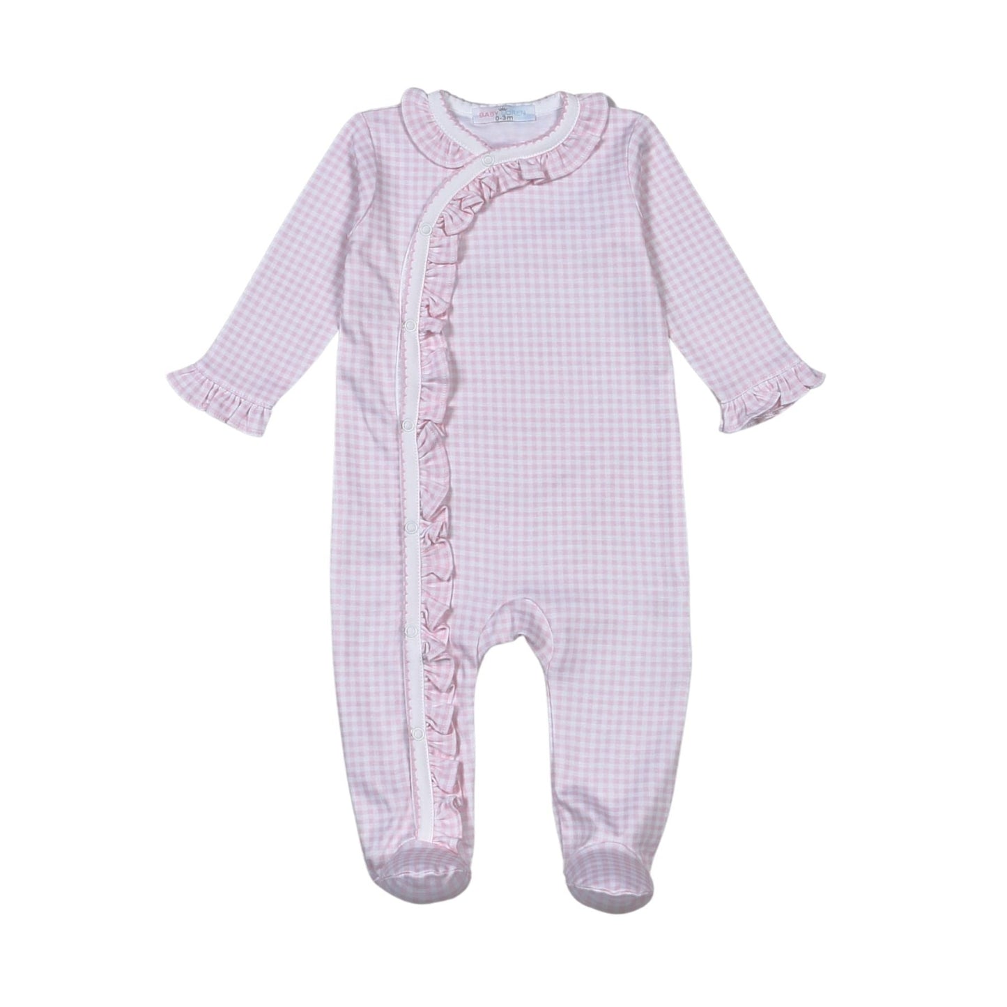 Pink Gingham Snap Footie