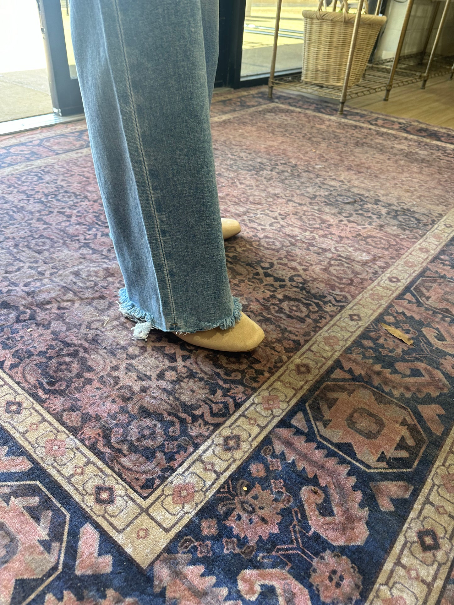 Charlotte buckle square toe flats