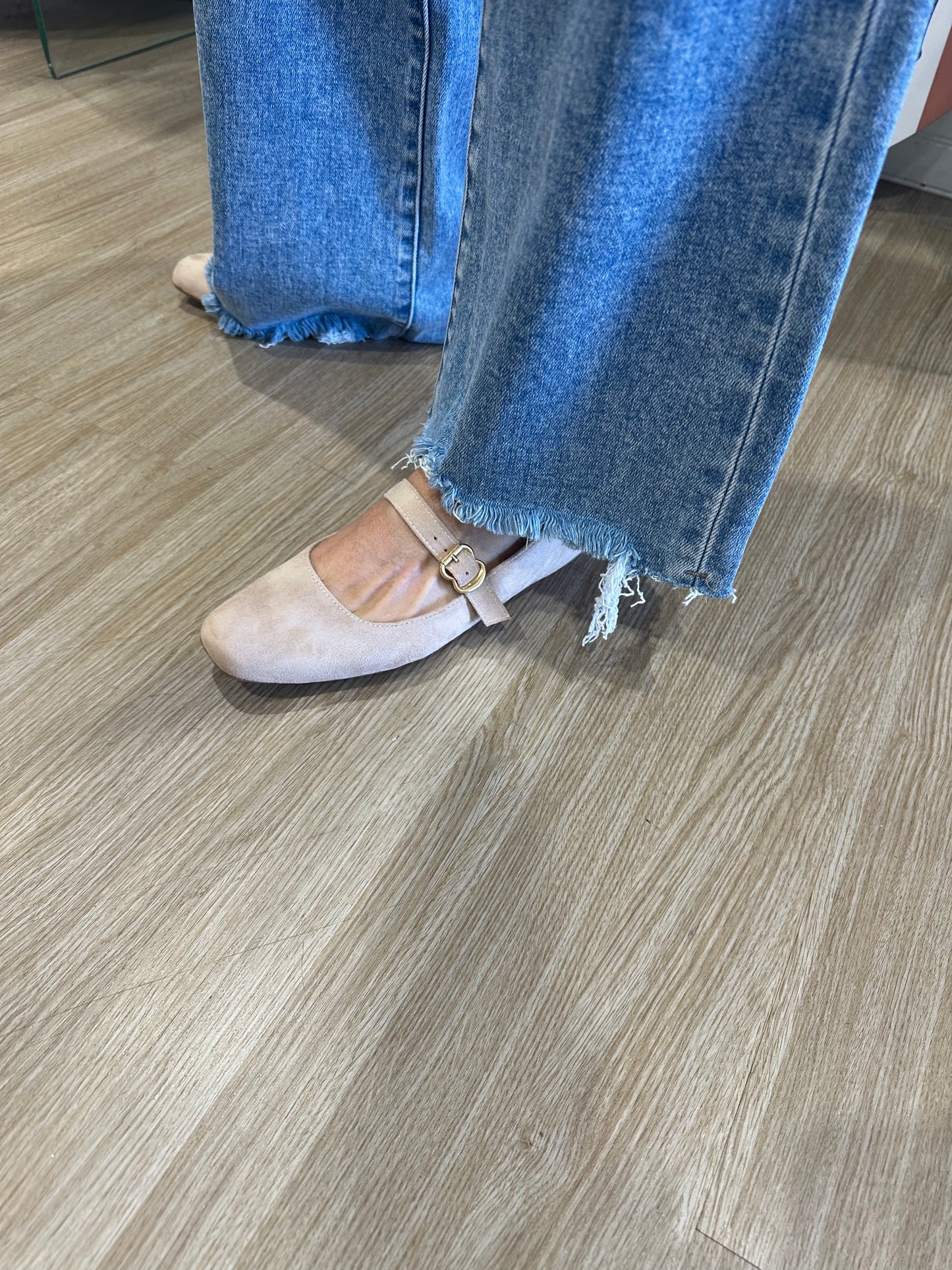 Charlotte buckle square toe flats