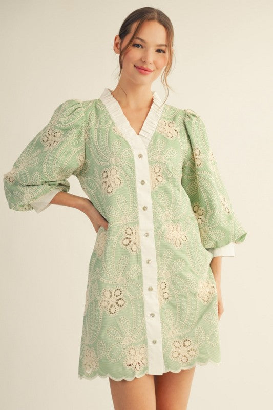 Sage Garden Party Dress