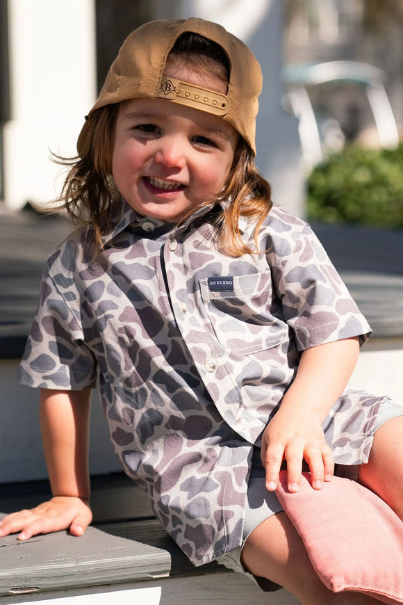 Burlebo classic camo button up youth