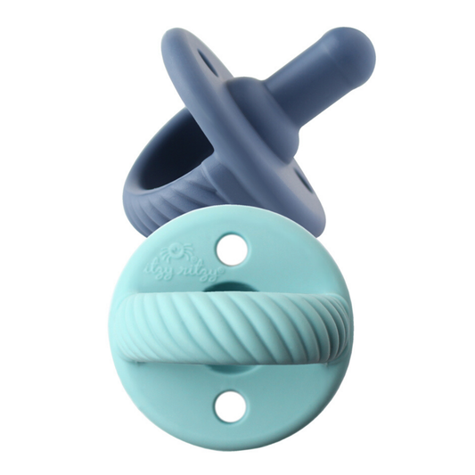 Itzy ritzy pacifier set robins egg blue and navy