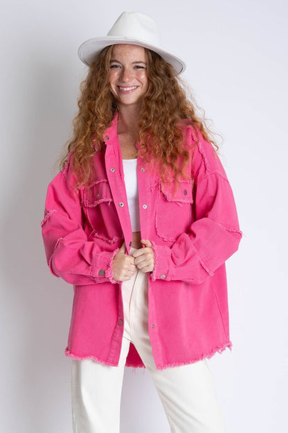 Rock and roll hot pink raw edge jacket