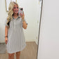 Brown Collared Half Button Up Tshirt Dress