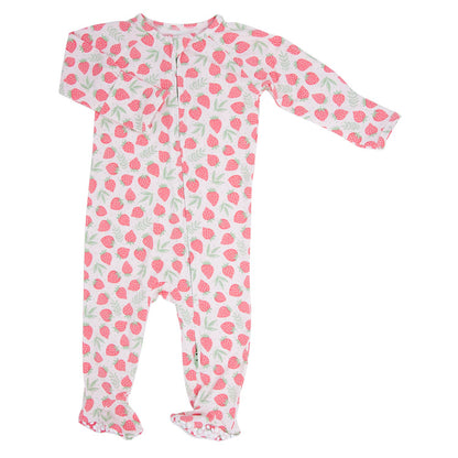 Sweet bamboo Zipper Footie - Strawberry Basil