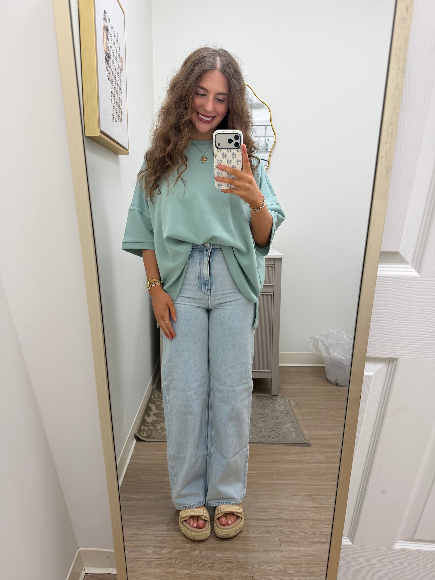 Sage Scuba Side Slit Top