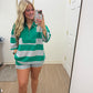Striped Green Half Zip Short Set