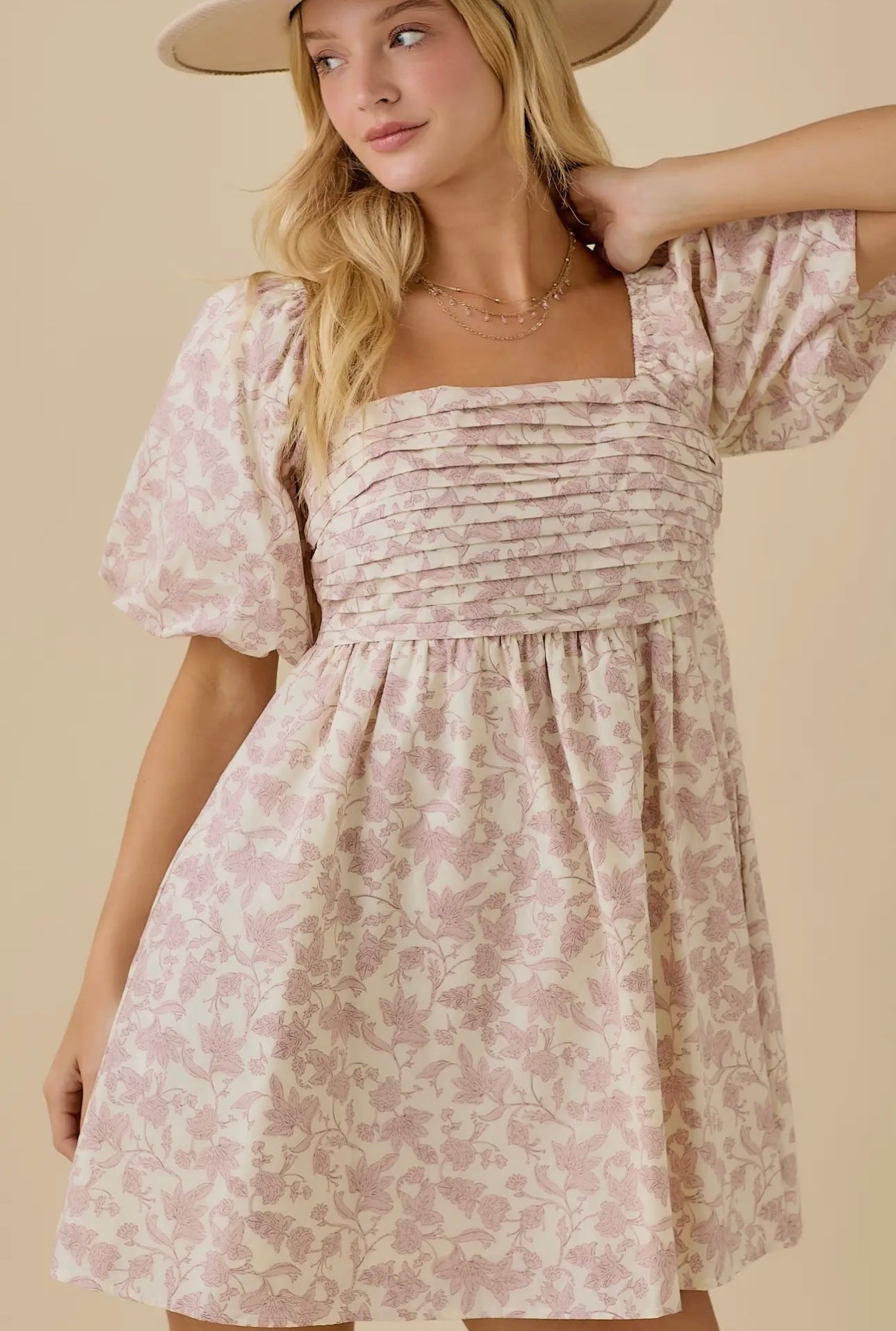 Dusty Rose Baby Doll Dress Main Strip