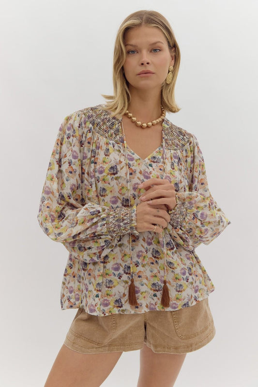 Fall floral peasant top