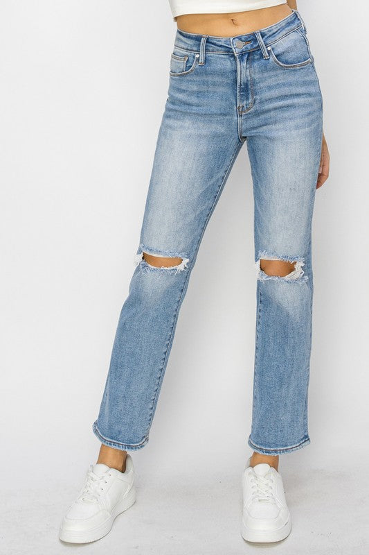 Risen high rise ankle straight jeans