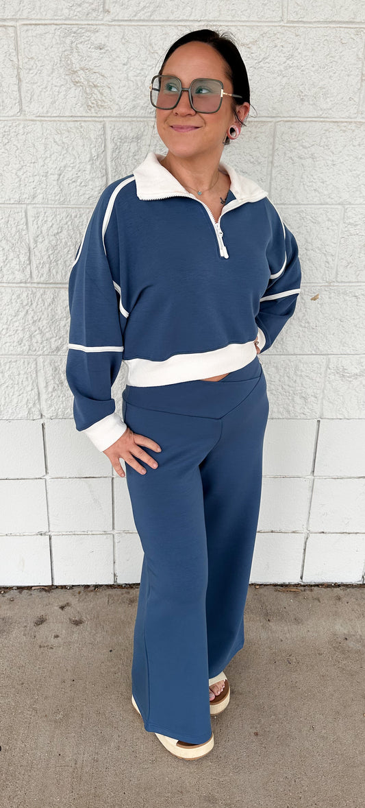 Dark Blue Wide Leg Pant Simply Southern