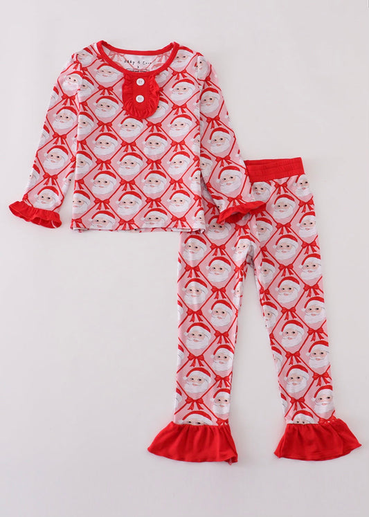 Pink Santa Bamboo Girl PJ Set