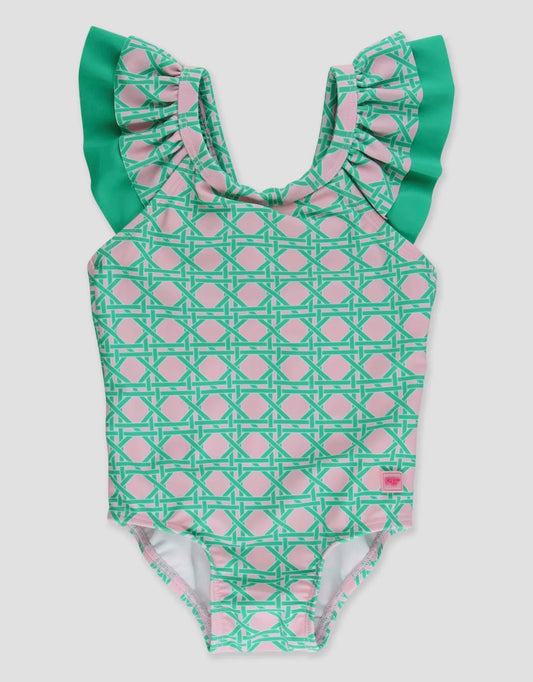 Pink Coastal Cane V-Back Swim Suit