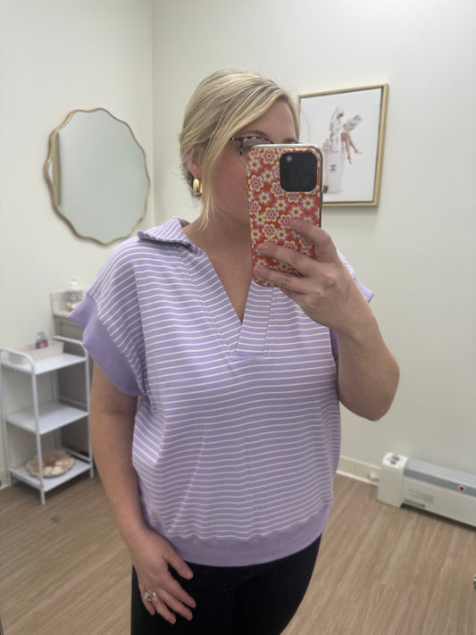 Lavender Stripe Lux Knit Top