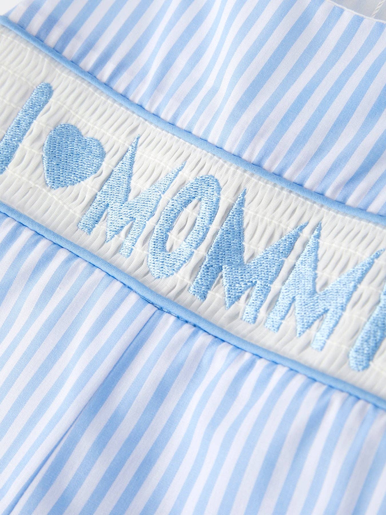 “I ❤ MOMMY”Embroidery Smocking Striped Baby Boys Romper