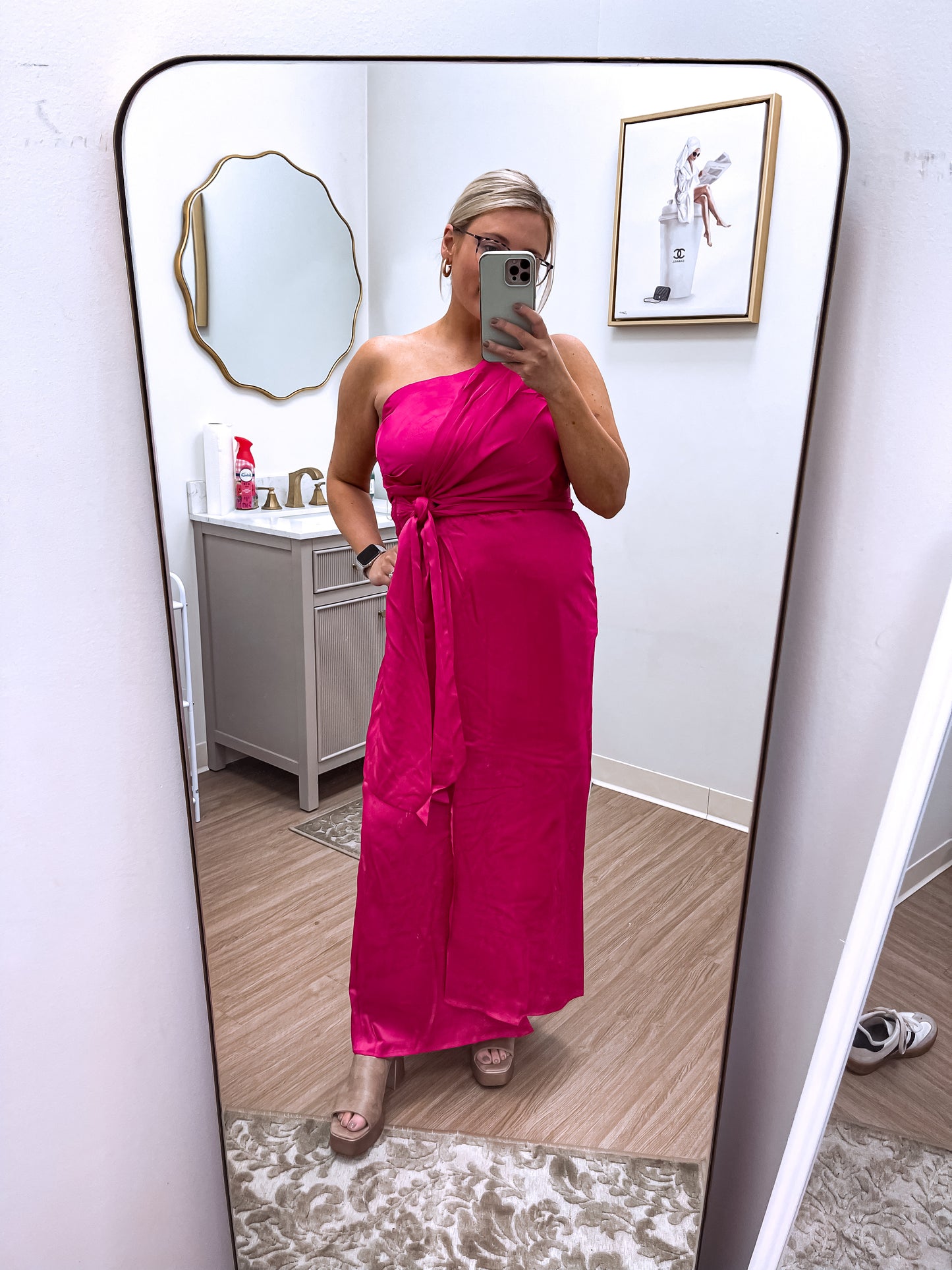Perfectly Pink One Shoulder Satin Dress