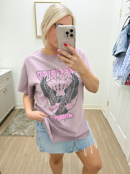 Free Bird America Vintage Graphic Bleached Top