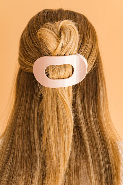 Pearly Pink Round Flat Hair Clip | Medium