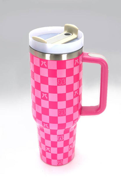 40oz STAINLESS STEEL TUMBLER ALL STYLES | TB40OZ: SMILEY FUCHSIA