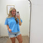 Acid Washed Oversized Top| Sky Blue