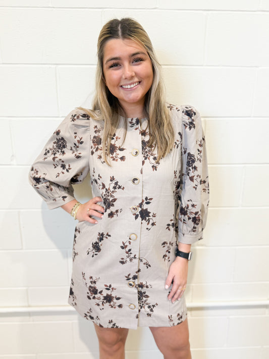 Mocha Fancy Floral Dress
