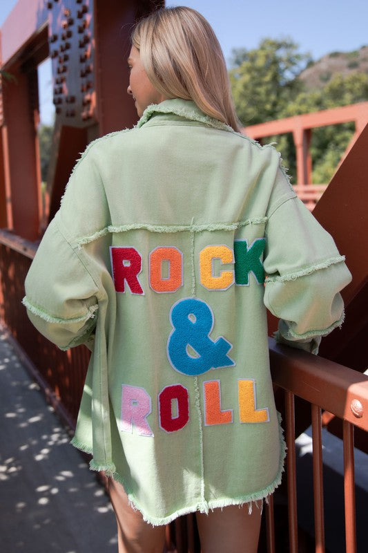 Rock and roll pistachio raw edge jacket