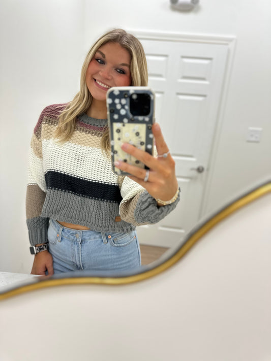 Striped charcoal sweater